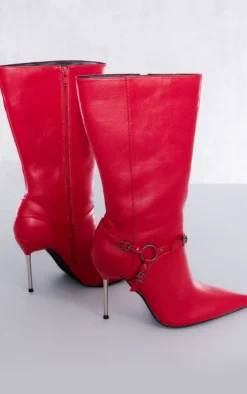 Prettylittlething Red Faux Leather Point Toe Buckle Strap Heeled Ankle Boots Red -Pretty Soles Shop 072b63f6d39164aa17d00fa31e868af74531731b cng4514 3