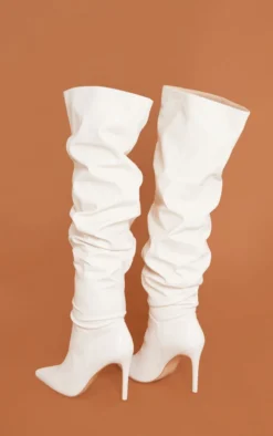 Prettylittlething Cream Faux Leather Slouch Over The Knee Boots Cream -Pretty Soles Shop 0e485d19b0c0b0d36b5a99d8cbad58f692ab3839 cms9009 3