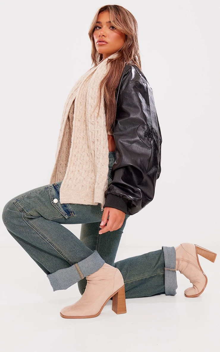 Prettylittlething Sand Wide Fit Faux Suede Block Heeled Sock Ankle Boots Sand 1 Prettylittlething Sand Wide Fit Faux Suede Block Heeled Sock Ankle Boots Sand