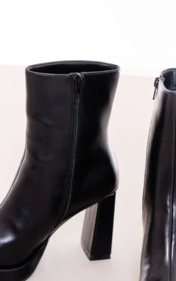 Prettylittlething Black Faux Leather Square Toe Block Heeled Ankle Boots Black -Pretty Soles Shop 1db27a7fe32277d80bea09b0d304ca9660fc50da cnf9011 4