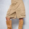 Prettylittlething Camel Western Stitch Detail Knee High Boots Camel