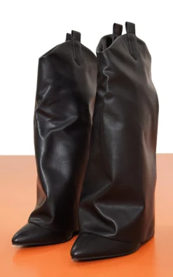 Prettylittlething Black Wide Fit Pu Point Toe Fold Over High Heeled Calf High Boots Black 7 Prettylittlething Black Wide Fit Pu Point Toe Fold Over High Heeled Calf High Boots Black -Pretty Soles Shop 2389ca001cd64128bef21c310a8dab69f78bcc9e cmy6426 4