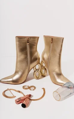 Prettylittlething Metallic Gold Faux Leather Point Toe Chain Heeled Ankle Boots Metallic -Pretty Soles Shop 2fe3efb354eb466042a8e179179149bb1b4dd120 cnf9065 3