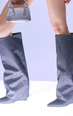 Prettylittlething Gunmetal Diamante Point Toe Fold Over Knee High Wedged Calf High Boots Gunmetal 7 Prettylittlething Gunmetal Diamante Point Toe Fold Over Knee High Wedged Calf High Boots Gunmetal -Pretty Soles Shop 308f9d4817a6caf2949cfc2983d74b1796c8861b cnf9066 3