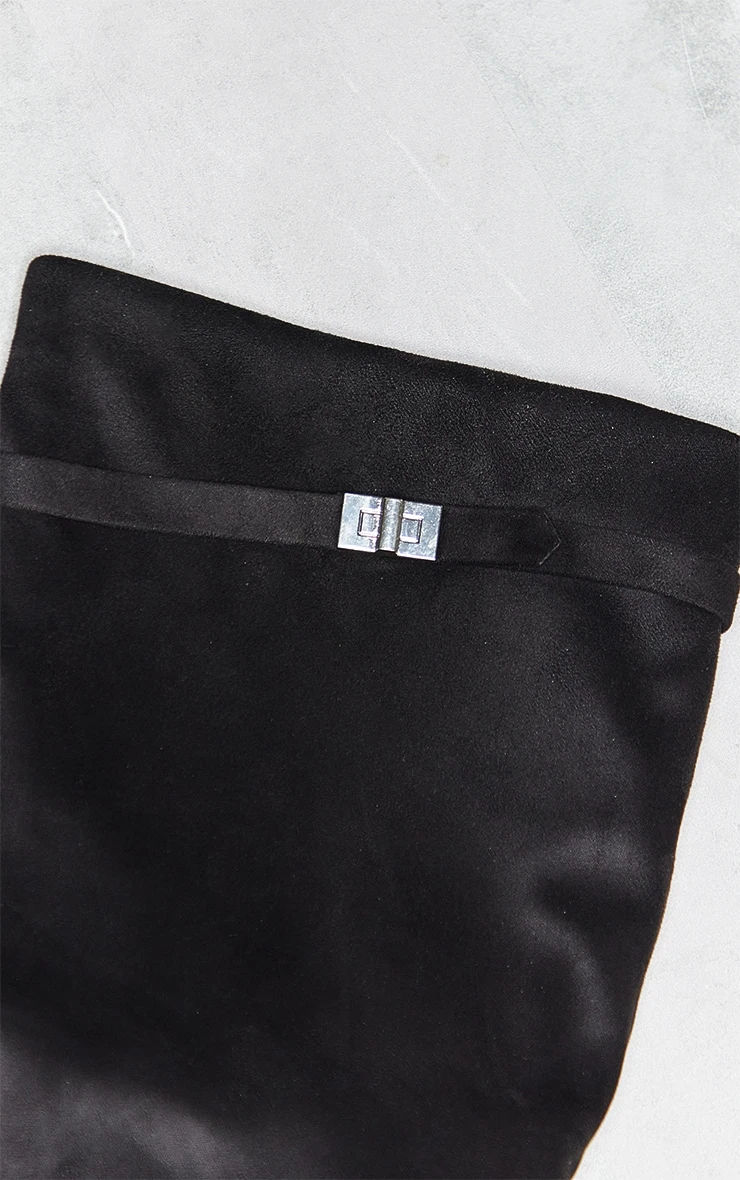 Prettylittlething Black Faux Suede Fold Over Knee Block Heeled Boots Black 4 Prettylittlething Black Faux Suede Fold Over Knee Block Heeled Boots Black - Image 4