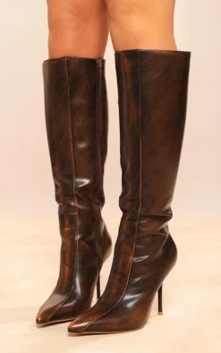 Prettylittlething Brown Pu Point Toe Distressed Knee High Heeled Boots -1 Brown 6 Prettylittlething Brown Pu Point Toe Distressed Knee High Heeled Boots -1 Brown -Pretty Soles Shop 3c365b8aa5ffebf36f9409345e6724cee75414b7 cng5599 3