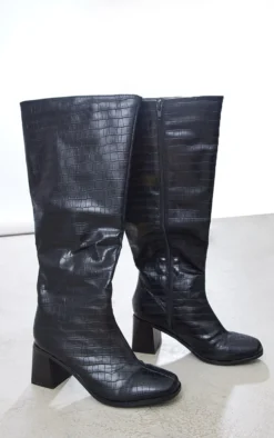 Prettylittlething Black Wide Fit Pu Croc Square Toe Mid Block Heeled Knee Boots Black 6 Prettylittlething Black Wide Fit Pu Croc Square Toe Mid Block Heeled Knee Boots Black -Pretty Soles Shop 3feb34240479aa437917449e7d017cc33149644c cmz0779 3