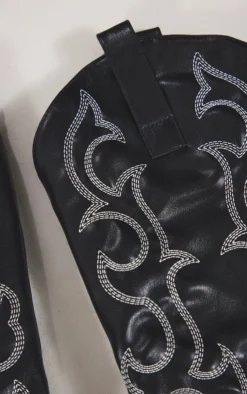 Prettylittlething Black Faux Leather Contrast Stitch Detail Western Knee Boots Black -Pretty Soles Shop 445be908a756ae1ec541d7f05f71f6fc6a723bbd cnc7984 4