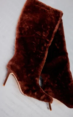 Prettylittlething Brown Faux Shearling Point Toe Knee High Heeled Boots Brown 6 Prettylittlething Brown Faux Shearling Point Toe Knee High Heeled Boots Brown -Pretty Soles Shop 47eeba3b53a66b5369d193778e01645021d11d8f cng4508 3