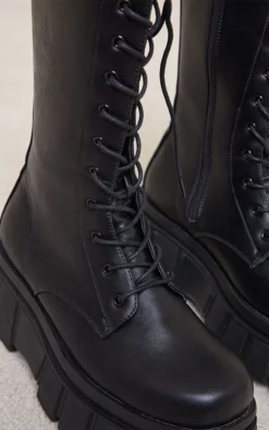 Prettylittlething Black Extreme Flatform Sole Calf High Biker Boots Black -Pretty Soles Shop 4e3098863836cb5265b2d2084596800df4b045c5 cmm8074 4