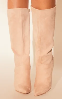 Prettylittlething Natural Faux Suede Point Toe Stiletto Heeled Calf High Boots Natural -Pretty Soles Shop 50cad5fcaa11d9a094fc5a6df1adb6be798d2952 cnf9112 3