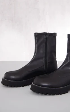 Prettylittlething Black Faux Leather Round Diamante Chunky Ankle Sock Boots Black 7 Prettylittlething Black Faux Leather Round Diamante Chunky Ankle Sock Boots Black -Pretty Soles Shop 53da85aa5fbfd69be9edc524ddb69c5a80e9c2e6 cnf9102 4