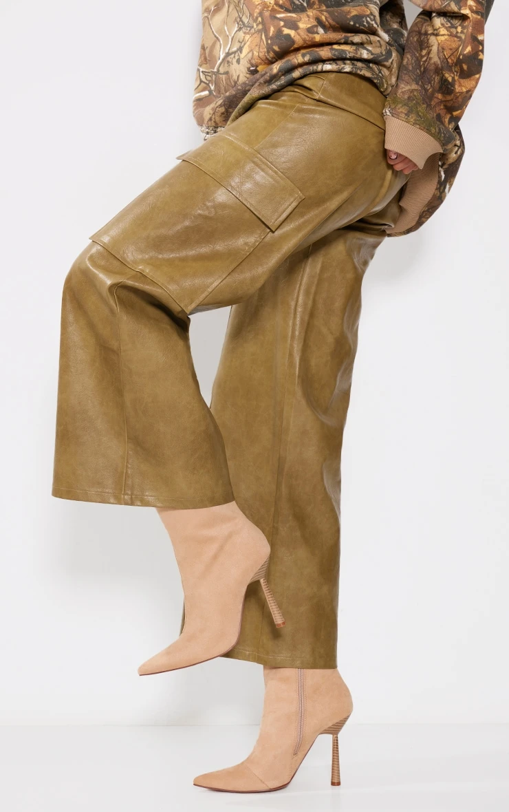 Prettylittlething Beige Faux Suede Point Toe Heeled Ankle Boots Beige 2 Prettylittlething Beige Faux Suede Point Toe Heeled Ankle Boots Beige - Image 2