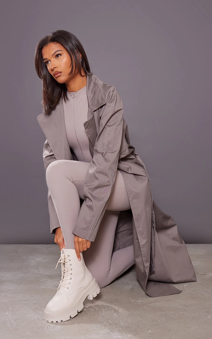 Prettylittlething Cream Lace Up Chunky Sole Combat Boots Cream 2 Prettylittlething Cream Lace Up Chunky Sole Combat Boots Cream - Image 2