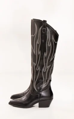 Prettylittlething Black PU Point Toe Western Knee High Boots Black 6 Prettylittlething Black PU Point Toe Western Knee High Boots Black -Pretty Soles Shop 6262631a1b8f0968a811d708042a5ff0be6c70ee cnf9052 3