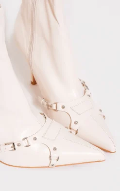 Prettylittlething Cream Wide Fit Faux Leather Point Toe Buckle Detail Tab Ankle Heeled Boots Cream -Pretty Soles Shop 6b40cf35a9789541b3612a490576d35e167887c7 cnh0086 4