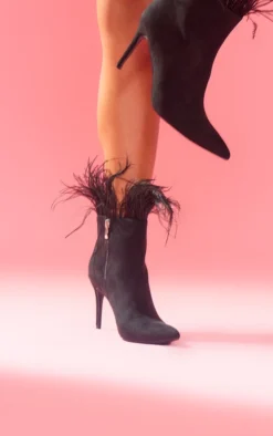 Prettylittlething Black Faux Suede Point Toe Feather Detail Heeled Ankle Boots Black 7 Prettylittlething Black Faux Suede Point Toe Feather Detail Heeled Ankle Boots Black -Pretty Soles Shop 6efd82edfbaf31506ce7d7e1645e47ef1a4be1ca cnf9021 4