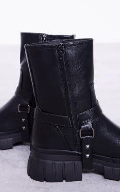 Prettylittlething Black Cleated Sole Buckle Detail Ankle Boots Black -Pretty Soles Shop 752501f8ff8394ad8e30ffcb456f86630fad0331 cnf0051 4