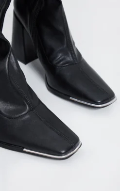 Prettylittlething Black PU Toe Cap Square Toe Calf Heeled Sock Boots Black -Pretty Soles Shop 7760eccc81f4ebdfac7bc1426cc46826943f1e15 cmp4747 4