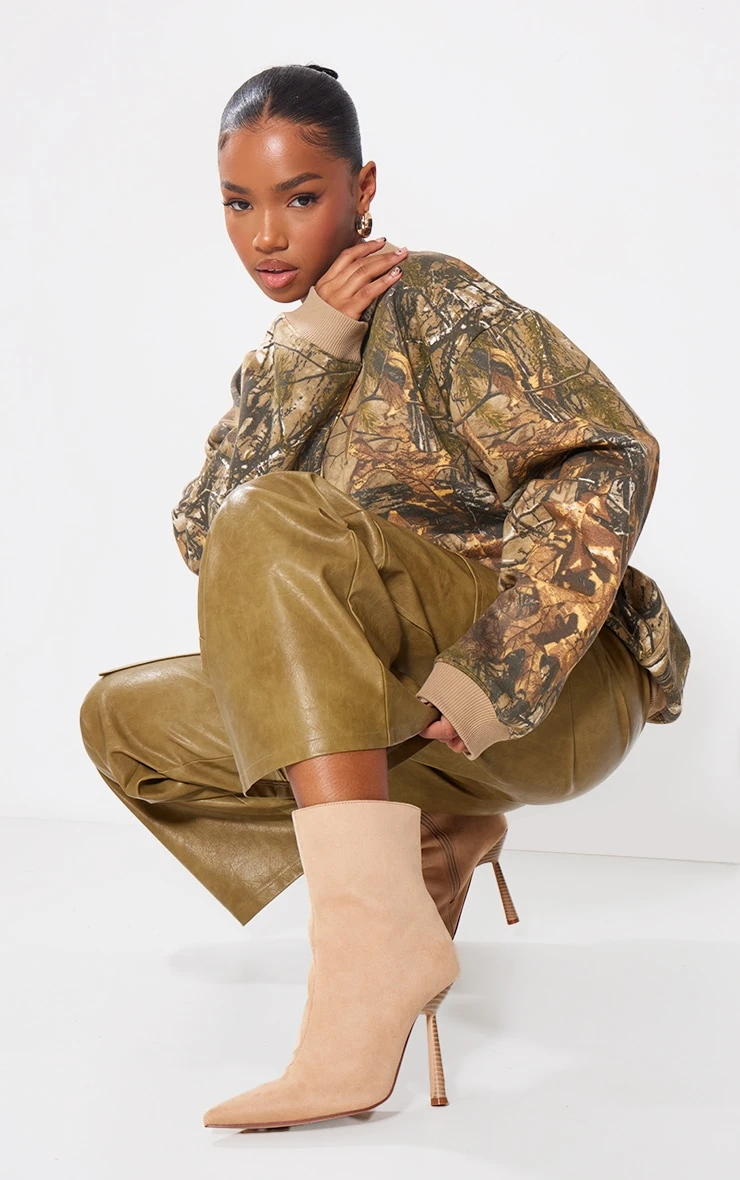 Prettylittlething Beige Faux Suede Point Toe Heeled Ankle Boots Beige 1 Prettylittlething Beige Faux Suede Point Toe Heeled Ankle Boots Beige