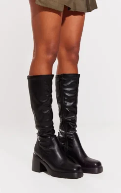 Prettylittlething Black PU Square Toe Knee High Block Heel Platform Boots Black 6 Prettylittlething Black PU Square Toe Knee High Block Heel Platform Boots Black -Pretty Soles Shop 8f3688de66c4128929aceed0d0cfe702d81d38b6 cng9280 3
