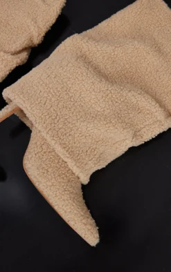 Prettylittlething Beige Faux Shearling Ruched Point Toe High Heeled Boots Beige -Pretty Soles Shop 936f174b8815dbee974a5a568c1ccfd6a64d5dab cmz7770 4