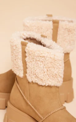 Prettylittlething Camel Wide Fit Faux Suede Shearling Chunky Platform Ankle Boots Camel 7 Prettylittlething Camel Wide Fit Faux Suede Shearling Chunky Platform Ankle Boots Camel -Pretty Soles Shop 963ad70ef79af34d5e1b0dd4583e8dbefb013b2c cnf9083 4
