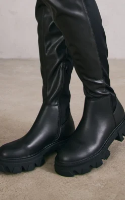 Prettylittlething Black PU Round Toe Over The Knee Chunky Boots Black 6 Prettylittlething Black PU Round Toe Over The Knee Chunky Boots Black -Pretty Soles Shop 98c733c0ca999552adf8da539ef6e7c78467fcc3 cng4495 3