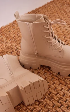 Prettylittlething Ecru Wide Fit Pu Chunky Platform Lace Up Ankle Boots Ecru -Pretty Soles Shop ae6b8f98514dc18aef642b0e69ace341c86f1bef cnf9038 4