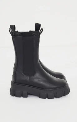 Prettylittlething Black Wide Fit Extreme Chunky Sole Calf High Chelsea Boots Black -Pretty Soles Shop b34e91b4de5f0d7dd26aa6e191a8e0bb3b0bba2a cmp4989 3