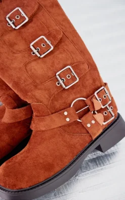 Prettylittlething Chocolate Faux Suede Square Toe Brushed Buckle Knee Boots Chocolate -Pretty Soles Shop b70a2ad087d987e1f84436ad8c976c483f531dff cng8907 4