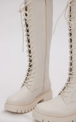 Prettylittlething Off White Wide Fit Pu Round Toe Combat Knee Boots Off White -Pretty Soles Shop b717319962c224caacba4cd168e056a92ac172ec cmz0714 4