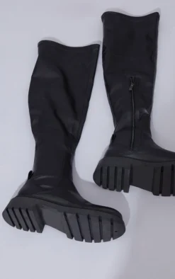 Prettylittlething Black PU Over The Knee Sock Chunky Sole Boots Black 7 Prettylittlething Black PU Over The Knee Sock Chunky Sole Boots Black -Pretty Soles Shop b99eae8fd48ceebd088f73fa589454eb57825814 cmu6703 4