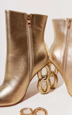 Prettylittlething Metallic Gold Faux Leather Point Toe Chain Heeled Ankle Boots Metallic -Pretty Soles Shop bba812dd8f44151532018a5908ae4508dd917e57 cnf9065 4
