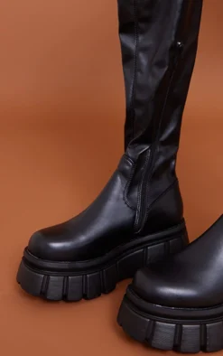 Prettylittlething Black Extreme Flatform Sole Biker Over The Knee Boots Black -Pretty Soles Shop c6f039a3f94ce474f345b9cef4a38e7e684611e3 cnb1688 3
