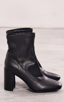 Prettylittlething Black Pu Wide Fit Round Toe Heeled Ankle Sock Boots Black -Pretty Soles Shop d8404efa0bfe4371cb68ec2fec8511f7e78d51c5 cng1924 3