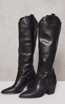 Prettylittlething Black Mid Calf Cowboy Boots Black -Pretty Soles Shop df8265e72d6cd3cc6b36e24727b89fb0b663309e cmc2802 3