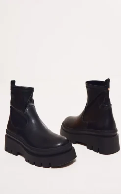 Prettylittlething Black PU Round Toe Chunky Platform Sock Ankle Boots Black 6 Prettylittlething Black PU Round Toe Chunky Platform Sock Ankle Boots Black -Pretty Soles Shop e2dbbad96c85d4eafb25abf76a21ed386babca89 cnf9004 3