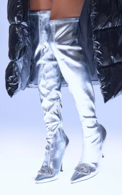 Prettylittlething Silver PU Point Toe Diamante Buckle Over The Knee High Heeled Boots Silver -Pretty Soles Shop e65c3cecda013b60188c11698440ea8f991c5f05 cng2766 2