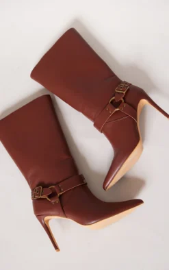 Prettylittlething Chocolate Faux Leather Ring Buckle Detail Knee High Heeled Boots Chocolate 6 Prettylittlething Chocolate Faux Leather Ring Buckle Detail Knee High Heeled Boots Chocolate -Pretty Soles Shop e8c92291746966b323011093c71cd2e5bcea315e cnh0175 3