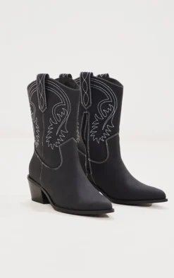 Prettylittlething Black Faux Leather Pointed Stitch Detailing Calf Western Boots Black 6 Prettylittlething Black Faux Leather Pointed Stitch Detailing Calf Western Boots Black -Pretty Soles Shop e96365ad9c83f4687d24a6072a96c9438ebd8338 cnc2827 3