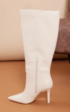 Prettylittlething Oatmeal PU Point Toe Basket Weave Knee High Boots Oatmeal -Pretty Soles Shop f12b745ee51a20001cd4fbeba8ff6c0862eafd23 cmz7727 4