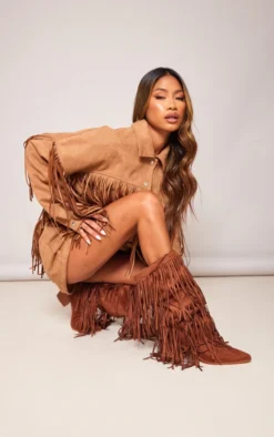 Prettylittlething Tan Faux Suede Fringe Western Block Heel Knee Boots Tan -Pretty Soles Shop f37baba4510154bd2131fcf406cd4e60d62048c3 cnd3316 1