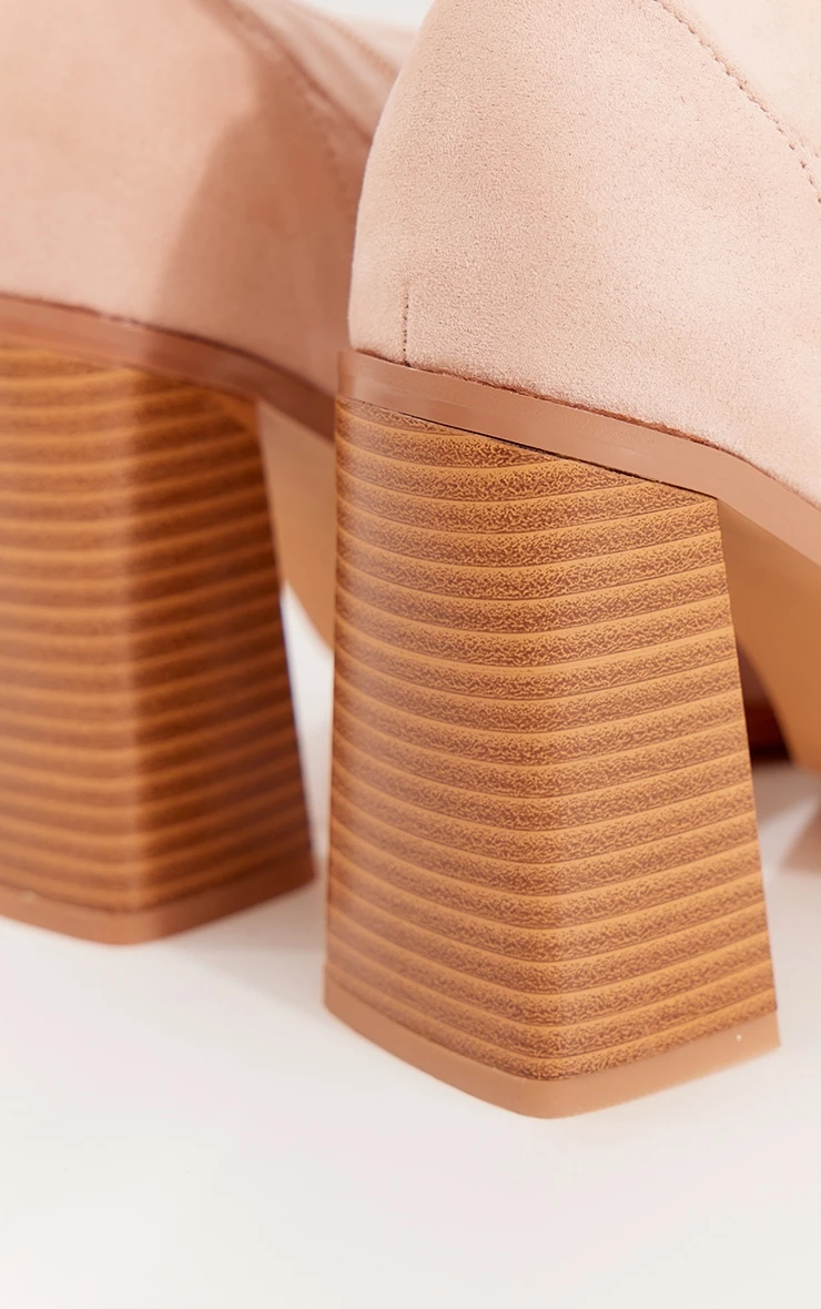Prettylittlething Sand Wide Fit Faux Suede Block Heeled Sock Ankle Boots Sand 4 Prettylittlething Sand Wide Fit Faux Suede Block Heeled Sock Ankle Boots Sand - Image 4