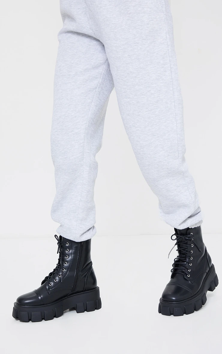 Prettylittlething Black Wide Fit Lace Up Extreme Chunky Combat Boots Black 2 Prettylittlething Black Wide Fit Lace Up Extreme Chunky Combat Boots Black - Image 2